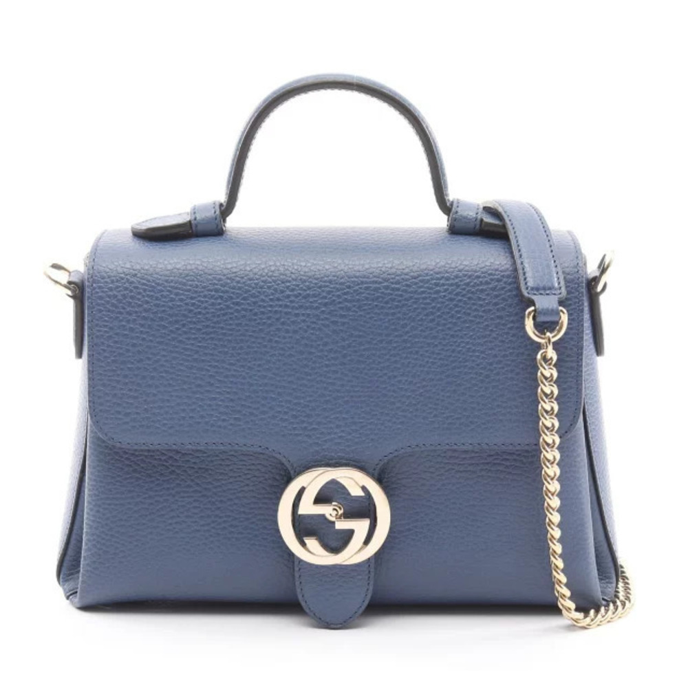 Gucci Interlocking G Handbag Leather Blue